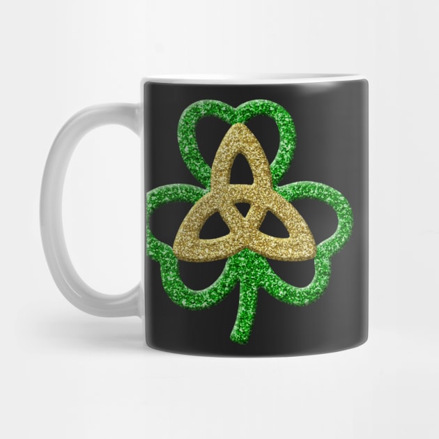 Green Gold Faux Glitter Shamrock And Trinity Knot by Atteestude